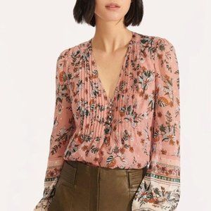Veronica Beard Mauve pink floral Silk Lowell Blouse Top SZ 2 NWT